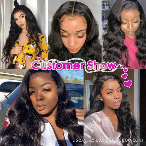 Alibaba wigs 100 human hair body wave transparent HD frontal lace wig lace front wigs human hair pre plucked